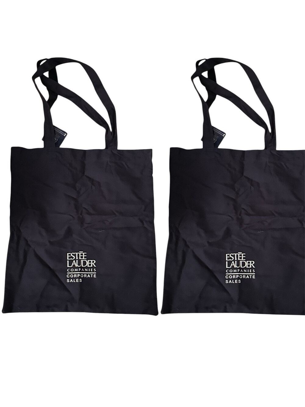 2X ESTEE LAUDER 15X14" NAVY BLUE CANVAS " CORPORATE SALES " SHOP BEACH TOTE BAG